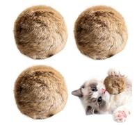 Auriiktch Rabbit Fur Ball Cat Toy, Soft Fluffy Cat Toy Ball with Catnip, Interactive Rabbit Fur Balls for Cats, Silent Indoor Exercise, Durable Cat Toys for Kittens (3PCS)