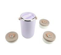 Aurikall Pot alimentaire isolé sous vide en acier inoxydable de 2,6 L avec poignée Boîte à déjeuner empilable à 3 niveaux étanche au -ondes pour le bureau et le camping Blanc (Violette)
