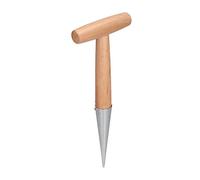 Aurikall pour semer, Creuser et Transplanter - Semoir à bulbes portatif avec tête en Acier Inoxydable et poignée en T en Bois - Outil de Jardinage Manuel pour Le Placement des graines et