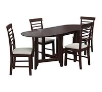 Aurikall Table à Manger Pliante en Bois de Caoutchouc, à abattant, Petit tiroir, Marron foncé, pour Petite Cuisine, Salle à Manger (Marron et Blanc)