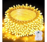 Auriostar Guirlande Lumineuse Pile, 20m 200LEDs Lumineuse Sapin de Noel avec 8 Modes, étanche IP44 Guirlande Lumineuse à Pile Exterieure Intérieur pour Noël, Chambre, Jardin (Fil Transparent)