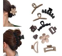 Auriselle 10 Pièces Pince à Cheveux Set de Pinces à Griffes de Fleurs pour Cheveux épais Grande Pince à Antidérapante avec Multi-styles Rectangle Couleurs Neutres Pinces