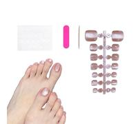 Auriselle 14 PCS Cristal Cat Eye Press On Ongles D'orteil Brillant Rose Dégradé Carré Faux Ongles D'orteil Moyen French Ongle Artificiels Pour Femmes
