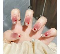 Auriselle 24 pièces 12 tailles Set d'ongles à coller Gradual Heart Forme cercueil Forme d'ongle Ongles à coller Faux ongles longs artificiels Mariages Fêtes Quotidien Femmes, rose