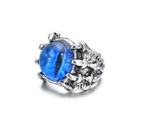 Auriselle Bague Homme Réglable Tête de Mort Zircon Oeil du Diable Vintage Viking Rétro Bague Ouverte Pouce Gothique Bijoux Cadeaux pour Homme Garçon Père, Bleu