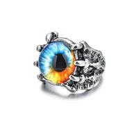 Auriselle Bague Homme Réglable Tête de Mort Zircon Oeil du Diable Vintage Viking Rétro Bague Ouverte Pouce Gothique Bijoux Cadeaux pour Homme Garçon Père, Couleur
