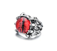 Auriselle Bague Homme Réglable Tête de Mort Zircon Oeil du Diable Vintage Viking Rétro Bague Ouverte Pouce Gothique Bijoux Cadeaux pour Homme Garçon Père, Rouge