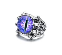 Auriselle Bague Homme Réglable Tête de Mort Zircon Oeil du Diable Vintage Viking Rétro Bague Ouverte Pouce Gothique Bijoux Cadeaux pour Homme Garçon Père, Lila