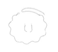 Auriselle Bijoux mariage en strass Femme, 2-pièces mariage Lignes ondulées Collier Boucles d'oreilles Ensemble Brillants, Chaînes strass Femmes Filles, Argent
