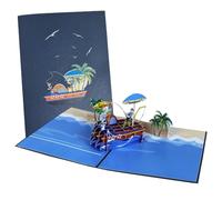 Auriselle Carte pop-up 3D départ à la retraite, voile et pêche - Cartes pliables Un cadeau inoubliable une bien méritée Découvrez le plaisir de voyager avec notre merveilleuse création en papier