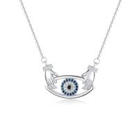 Auriselle Collier Femme Mains étreignant Squelette Pendentif œil du Diable Monture Zircon Bijoux Colliers Longueur Réglable 40-45cm pour Femmes Fête des Mères, Argent