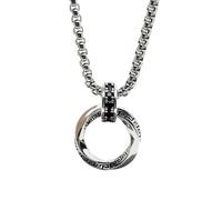 Auriselle Collier homme Viking Eternity Infinity Mobius, pendentif, surface plaquée argent, inscription gravée, longueur réglable, bijoux vintage, accessoires, cadeau hommes et garçons, 60 cm