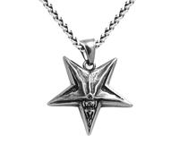 Auriselle Collier pendentif pour hommes Retro Pentagram, colliers chaîne vintage fait à la main Hell Satan’s Smile, collier gothique personnalité sombre pour hommes, Lenth 60 CM