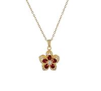 Auriselle Collier pour Femme Pendentif Tournesol Pivotant à 360° Monture en Zircone Bijoux Chaîne Réglable Longueur du Collier 40-45 cm pour Femmes Cadeaux D'anniversaire, Rouge