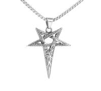 Auriselle Collier Viking Hommes Étoile - Pentagramme Pendentif Œil du Diable, Hip Hop Rétro Gris Norse Bijoux, Fête Streetwear Accessoires, Cadeau Culture Punk Rap pour Hommes Garçons, 60cm