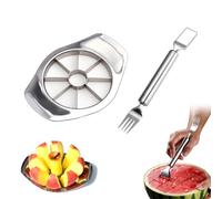 Auriselle Coupe-fruits 2 en 1 en Acier Inoxydable Fourchette à Pastèque et Coupe-melon avec Vide-pomme Set Polyvalent et Facile à Nettoyer Idéal pour les Familles et la Cuisine, Fêtes