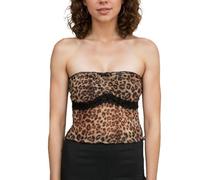 Auriselle Femme Sexy Y2K Gilet Haut Léopard Cami sans Manches Haut Réseau Décoratif Arc Camisole Animaux Impression Dentelle Chemise Slim Fit Dentelle Débardeur pour Club Fête, Noir, L