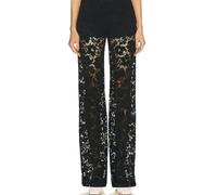 Auriselle Femmes Y2K Pantalon Transparent Brodé en Dentelle à Taille Haute et Jambes Droites Ceinture élastique Pantalon Street Rave en Maille pour Boîte de Nuit, Clubbing, Noir, S