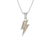 Auriselle Hip Hop Hommes Chaîne Pendentif Eclair - Rhinestones Twist Chaîne Collier pour Streetwear Bijoux Urbains, Accessoires de Fête Rétro Punk Vintage pour Hommes Garçons Dames, 51-80cm