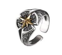 Auriselle Hommes Bague Viking Bague réglable avec motif de lumière d'étoile, Ouvert Rétro Punk Hip Hop Gothique Bijoux Unisexe Vintage Fête Anniversaire/Noël/Pâques Cadeau pour Hommes Garçons Femmes