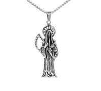 Auriselle Hommes Chaîne Death Scythe Pendentif Vintage Viking Chaîne Collier Rétro Gothique Pendentif Cadeaux pour Hommes Garçons Père Longueur 60cm