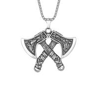 Auriselle Hommes Collier Tomahawk Pendentif Viking Vintage Chaîne en Acier Inoxydable Rétro Gothique Pendentif Bijoux Cadeaux pour Hommes Garçons Père Longueur 60cm