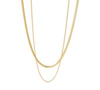 Auriselle Layering Collier Femme, 18K Plaqué Or Chaîne de Lames Torsadée Brillant Classique, Titane Acier Double Chaîne Necklace Porté Séparément Bijoux Réglables Fille Or