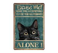 Auriselle Plaques de métal Rétro Chats en étain 8x12 pouces Plaque murale décorative en métal design salle bain Plaques métalliques la maison Bar Salle bain ou café Parfait comme décoration de chat