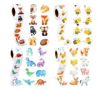 Auriselle Rouleau d'Autocollants Enfants Animal Planet, 4 Rouleau 2000 Sticker DIY Autocollants éducatifs Imperméables Stickers Autocollant Pour Enfants Album Photo Cadeaux