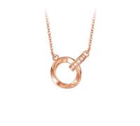 Auriselle Strass Collier Femme, Eternity Infinity Mobius Pendentif Double Anneau Chaîne Strass Brillant Necklace Chaînes Longueur Réglable Bijoux Cadeaux Filles Or Rose