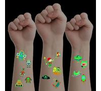 Auriselle Tatouages Lumineux pour Enfants 15 Feuilles Tatouages Imperméables Cartoon Pirates Robots Pirates Tatouage Pailletés pour Filles et Garçons, Sûrs et Doux pour la peau