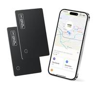 AURIVEE® 2PCS Carte Tracker Portefeuille - Carte Intelligente Compatible Apple Find My, Localisateur Bluetooth pour Portefeuilles, Sacs, Bagages - IP68 Étanche, Charge sans Fil, Alerte M