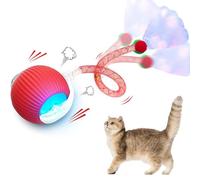 AURIVEE Balle Interactive pour Chat Automatique,Balle Mobile avec Queue Élastique et Sons d'oiseaux, 3 Modes de Jeu, Jouet Motorisé Rechargeable pour Chats d'Intérieur