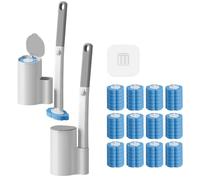 AURIVEE Brosse Toilette Jetable avec 12 Recharges, Manche Extensible, Systeme de Nettoyage Hygienique Facile a Clipser et Jeter, pour Cuvette, Salle de Bain et Evier, Parfum Frais Ocean