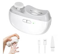 AURIVEE Coupe Ongle Électrique avec Lumière LED et Polisseur, 2-en-1 Autonome Portable, 2 Vitesses, Rechargeable, pour Bébé, Enfants, Adultes, Personnes Âgées (Blanc)