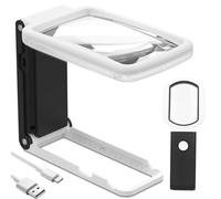 AURIVEE Loupe avec Lumière et Pied 10x & 25x Grossissement,Loupe Pliable sur Pied avec 9 LED, Lampe UV, Échelle de Mesure - pour Lecture, Bijouterie, Collection, Modélisme, Seniors
