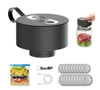 AURIVEE® Machine Sous Vide pour Bocaux Mason - Étanche Portable Électrique, Fermeture Automatique, Compatible Standard & Large, Inclus 20 Couvercles + Sacs Sous Vide