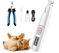 AURIVEE Tondeuse pour Chien Professionnelle Sans Fil avec LED - Tondeuse à Pattes Silencieuse Rechargeable pour Chats et Chiens, Livrée avec Brosse & Huile