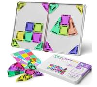 AURIVEE Tuiles Magnétiques 40pcs Mini Jeu de Construction Magnétique de Voyage avec Boîte de Rangement Fer Jouets Éducatifs STEM pour Enfants 3+ Ans Garçons Filles