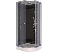 AURLANE Cabine de douche hydromassante Black round 2 - Structure en aluminium - 90 x 90 x 220 cm- Noir