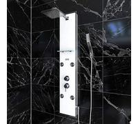 Colonnne de douche a hyrdomassage - 22x125cm - en verre trempe + buses hydromassantes- epsilon white