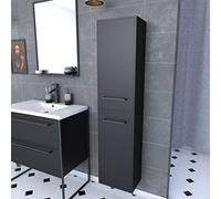 Colonne de salle de bain noir 30x35x150 cm avec 2 portes et poignées noir mat - STRUCTURA F050