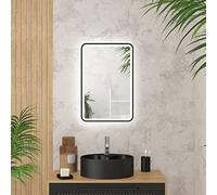 AURLANE Miroir Salle de Bain avec eclairage LED et Contour Noir - 40x60cm - GO Black LED