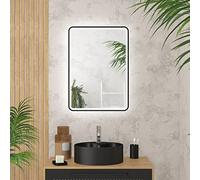 AURLANE Miroir Salle de Bain avec eclairage LED et Contour Noir - 50x70cm - GO Black LED