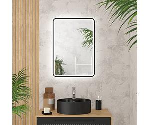 AURLANE Miroir Salle de Bain avec eclairage LED et Contour Noir - 50x70cm - GO Black LED