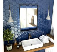 AURLANE Miroir Salle de Bain LED Auto-éclairant 60x80cm - laqué Noir Mat - Framed Mirror LED