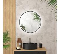 AURLANE Miroir Salle de Bain Rond avec éclairage LED et Contour Noir - Ø60cm - GO Black LED