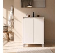 AURLANE Pack Meuble Salle de Bains 50cm Laqué Blanc 2 Portes avec Vasque Céramique Blanche - Xenos