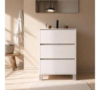 AURLANE Pack Meuble Salle de Bains 50cm Laqué Blanc 3 Tiroirs avec Vasque Céramique Blanche - Xenos