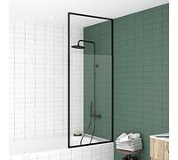 Pare baignoire 75x153cm extensible jusqu à 202cm - aluminium noir mat - verre trempé 6mm - STRETCHY